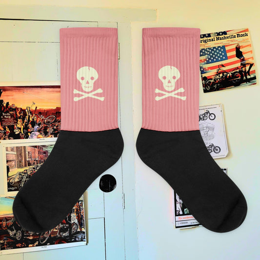 Skull head pink socks